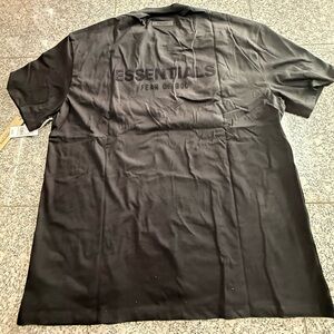 Fear of God ESSENTIALS Black Tonal Logo Short Sleeve Tee